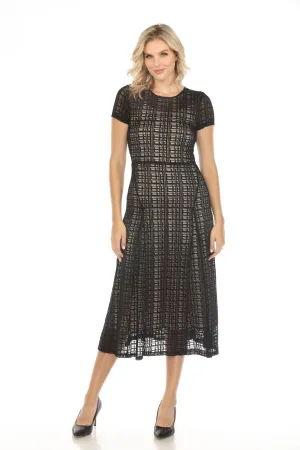 Johnny Was Jade Black Plaid Solia Paneled Mesh Midi Dress Boho Chic L32924-6