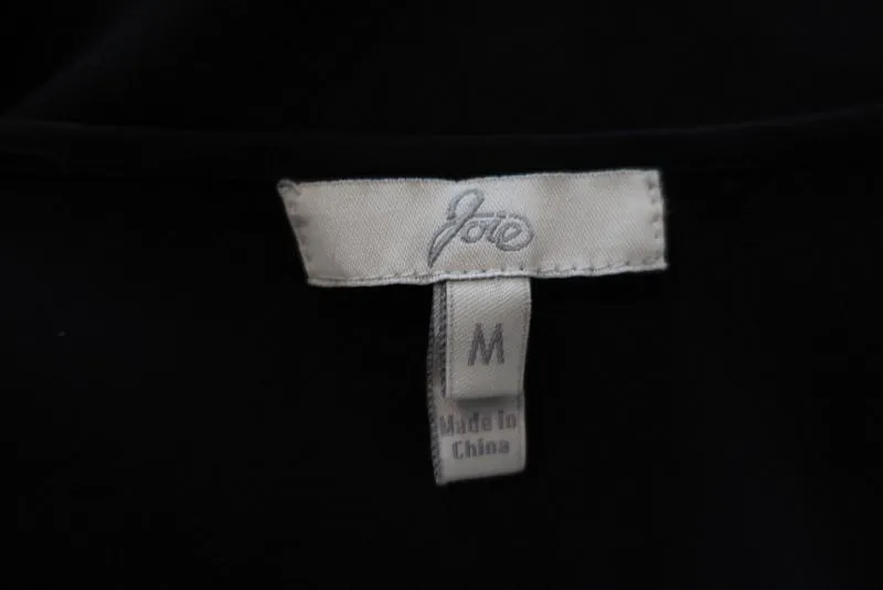 Joie Blouse Versailles Black Lace-Paneled Silk Size Medium Sleeveless Top