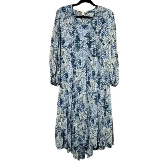 JOIE Parisian Paisley V-Neck Long Sleeve Flowy Maxi Length Dress size small