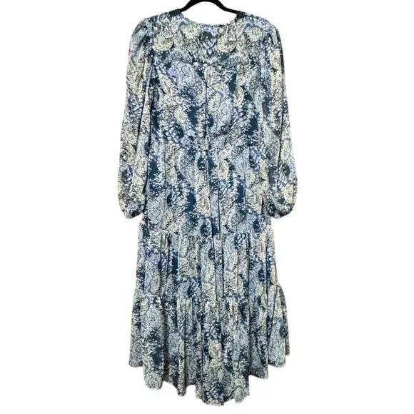 JOIE Parisian Paisley V-Neck Long Sleeve Flowy Maxi Length Dress size small