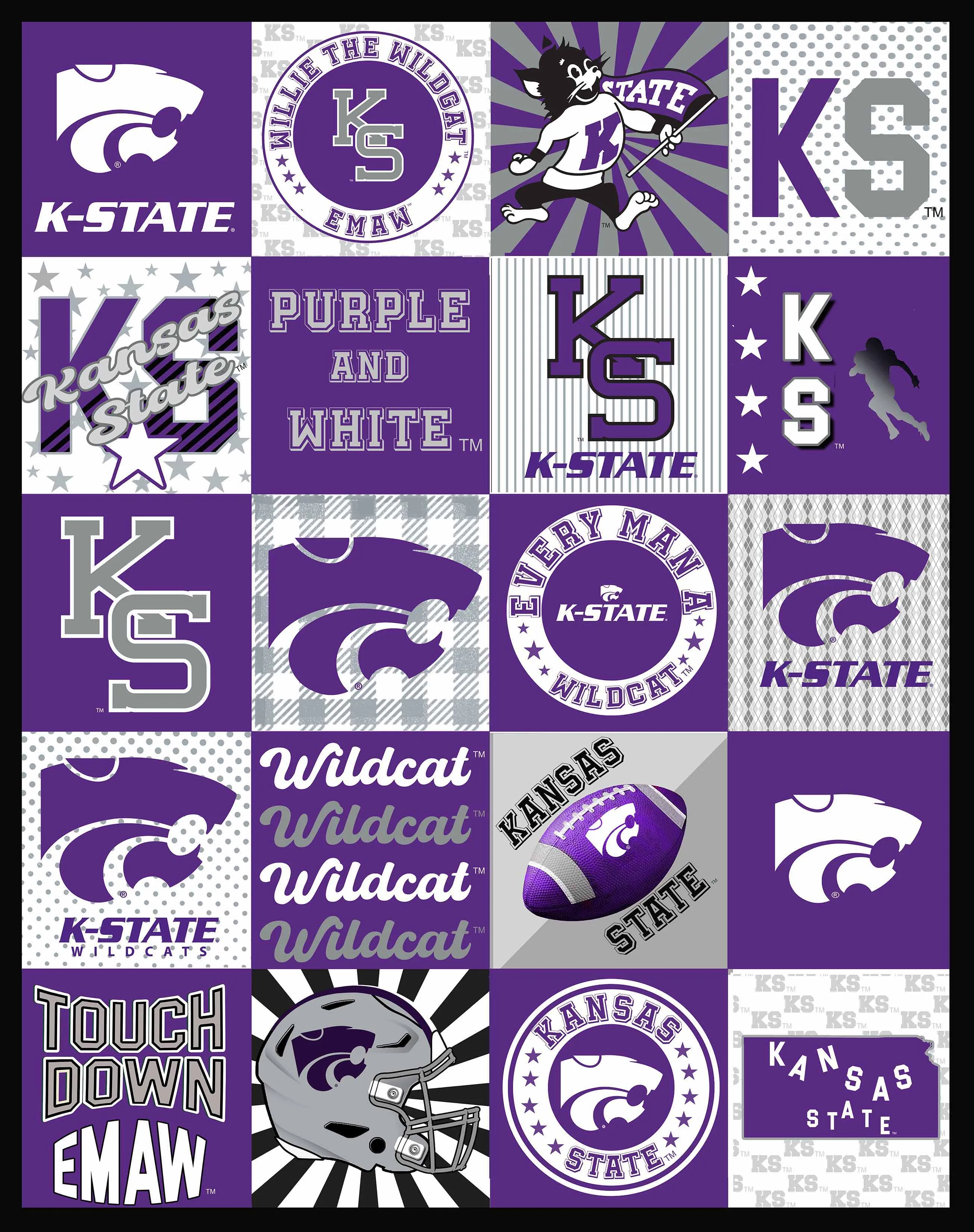 KANSAS STATE UNIVERSITY-Collegiate T-Shirt Minky-100% Polyester-KSU1362