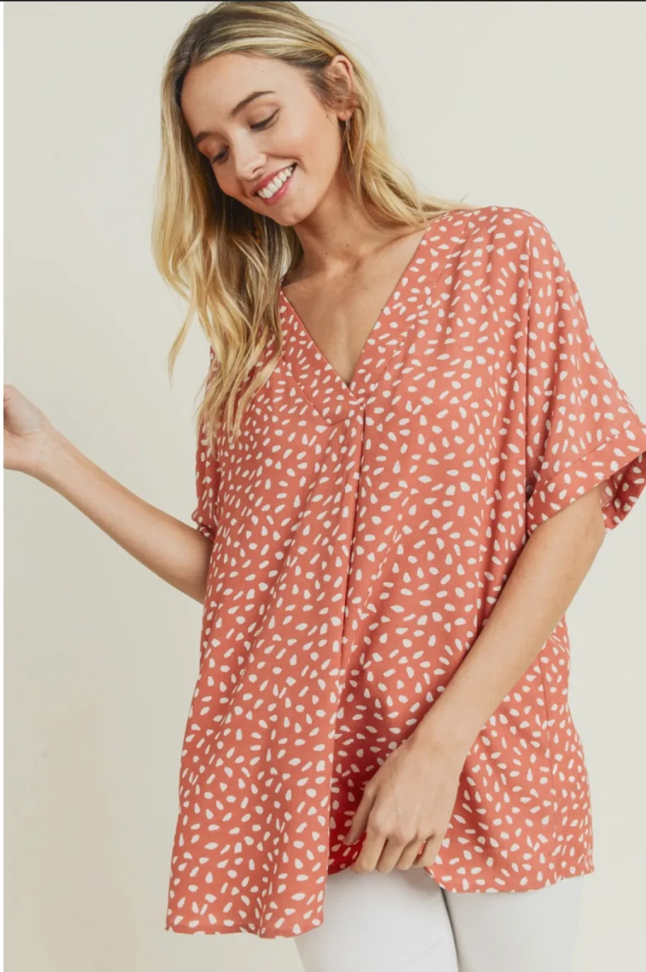 Keira Spotted Short Sleeve Top
