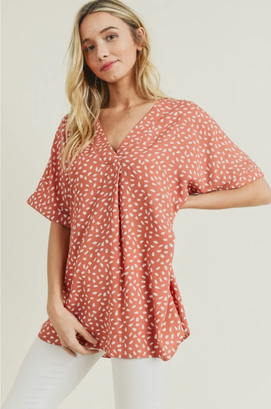 Keira Spotted Short Sleeve Top