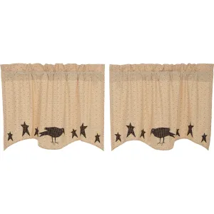 Kettle Grove Applique Crow and Star Tier Curtains (Choose Size)