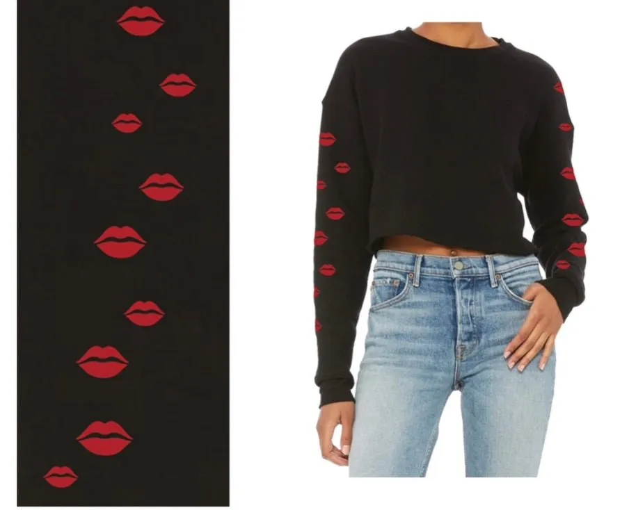 Kisses Long Sleeve Cropped Sweatshirt