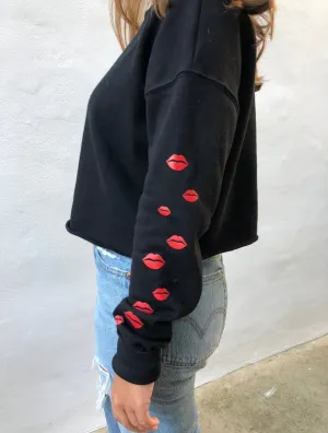 Kisses Long Sleeve Cropped Sweatshirt