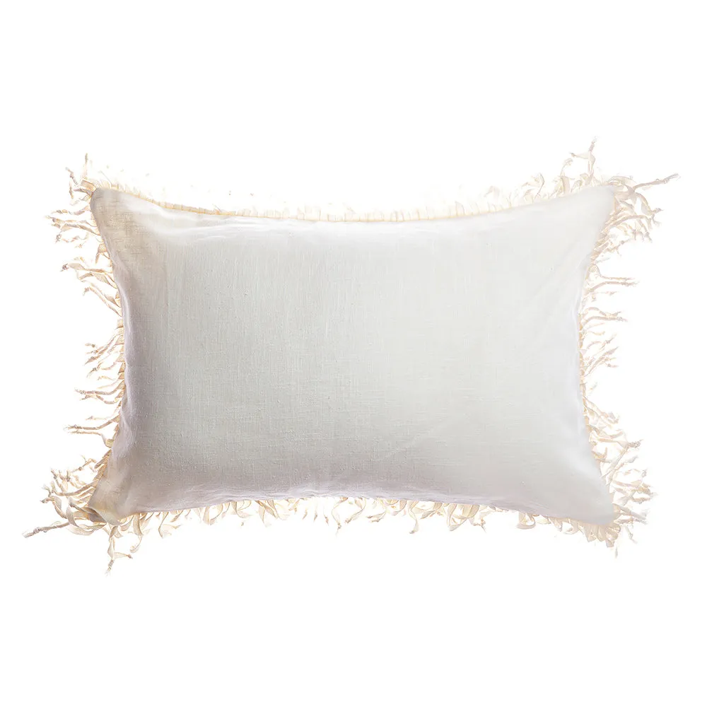 Knotted Fringes Linen Lumbar Pillow