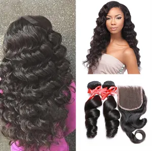LACE CLOSURE -LOOSE WAVE   2 BUNDLES