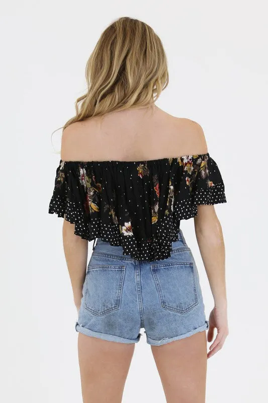 LALA MIX PRINT CROP TOP