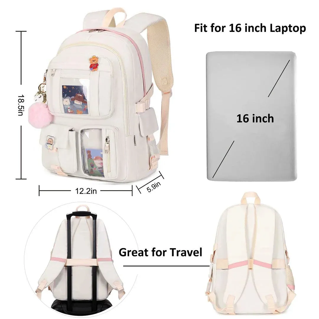 Laptop Backpacks 16 Inch College Backpack Large Travel Daypack （Off-White）