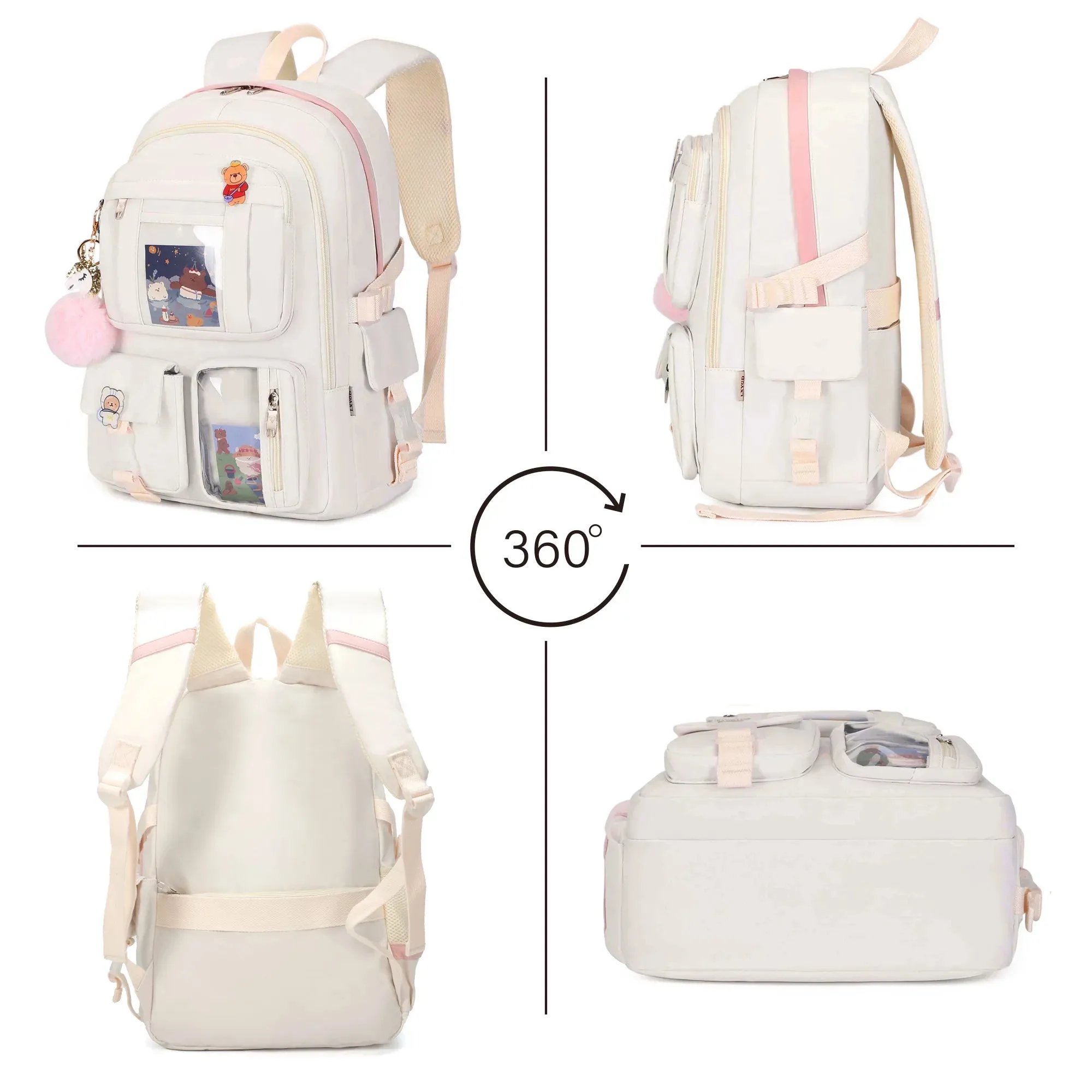 Laptop Backpacks 16 Inch College Backpack Large Travel Daypack （Off-White）
