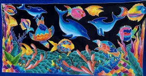 Large Bali Batik Panel/Sarong - Fish - 2 LEFT!