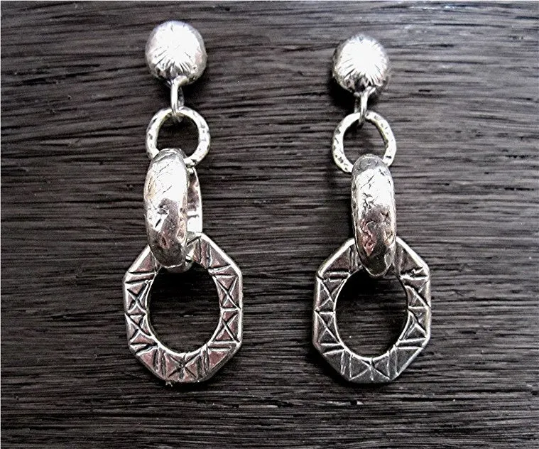 Large Etched Designer Jewelry Link in Sterling Silver (One Link)