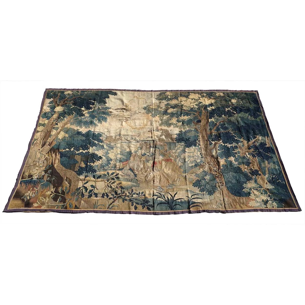 Large French/Belgian Baroque Verdure Tapestry Wall Hanging, Achilles Seducing Deidamia