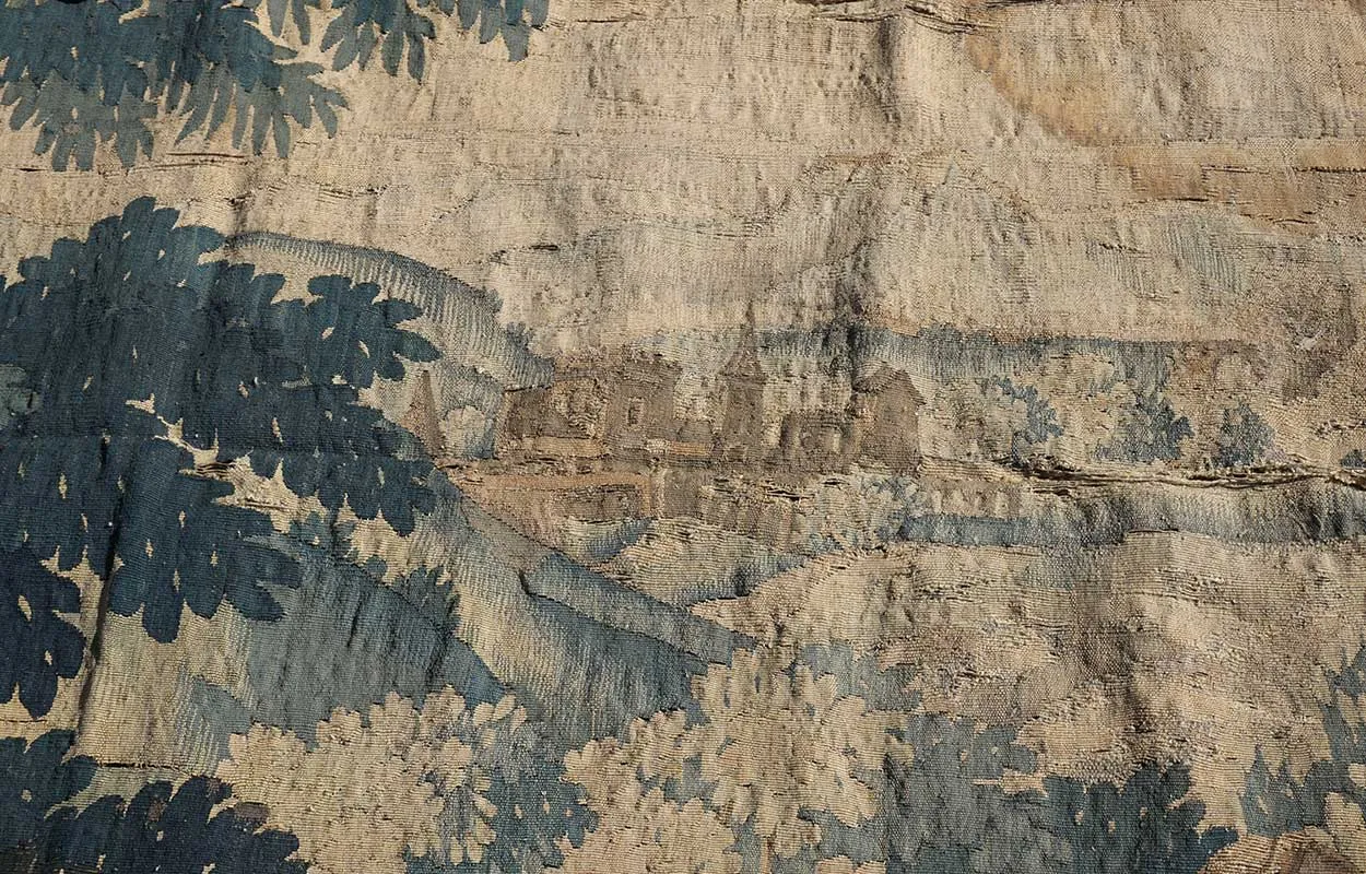 Large French/Belgian Baroque Verdure Tapestry Wall Hanging, Achilles Seducing Deidamia