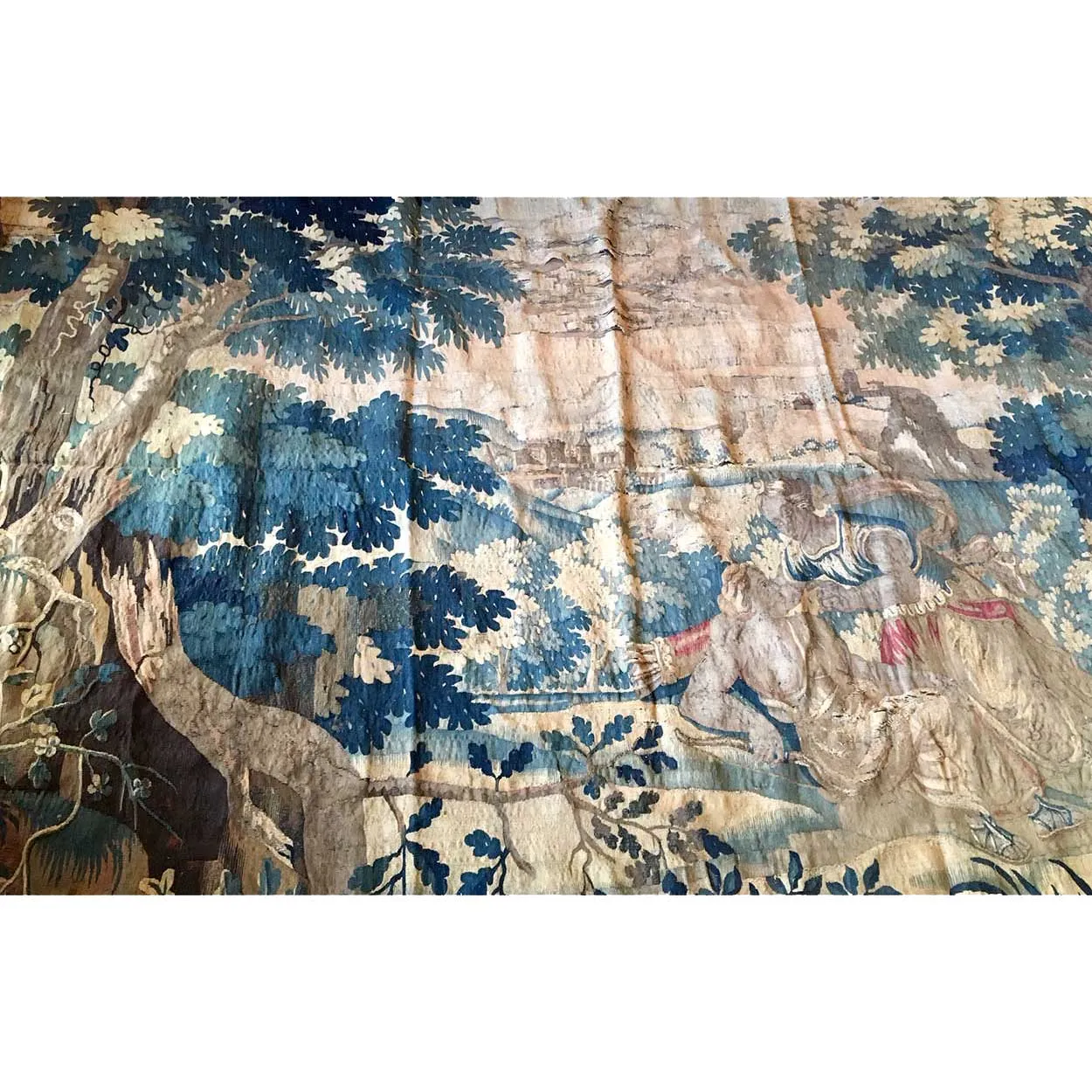 Large French/Belgian Baroque Verdure Tapestry Wall Hanging, Achilles Seducing Deidamia