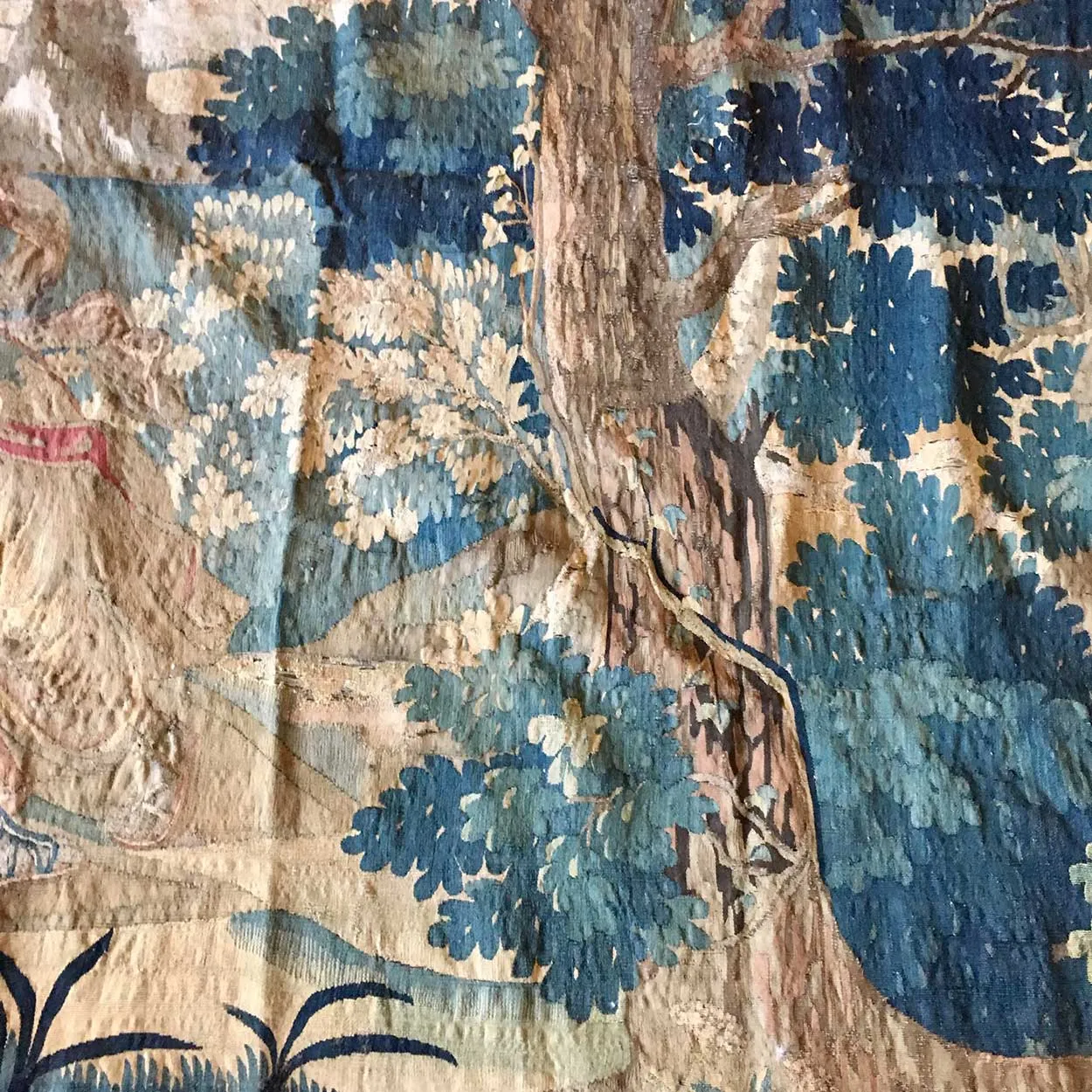 Large French/Belgian Baroque Verdure Tapestry Wall Hanging, Achilles Seducing Deidamia