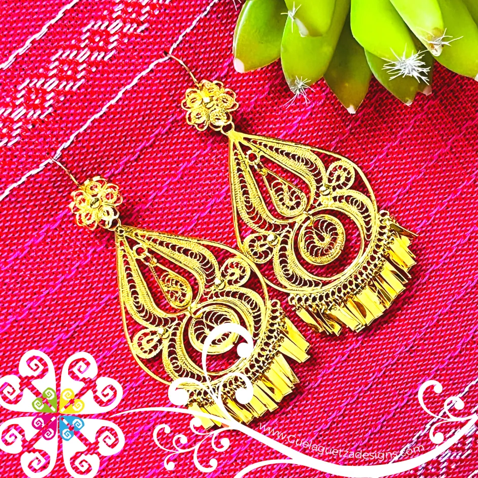 Large Gold Filigrana Artisan Earrings