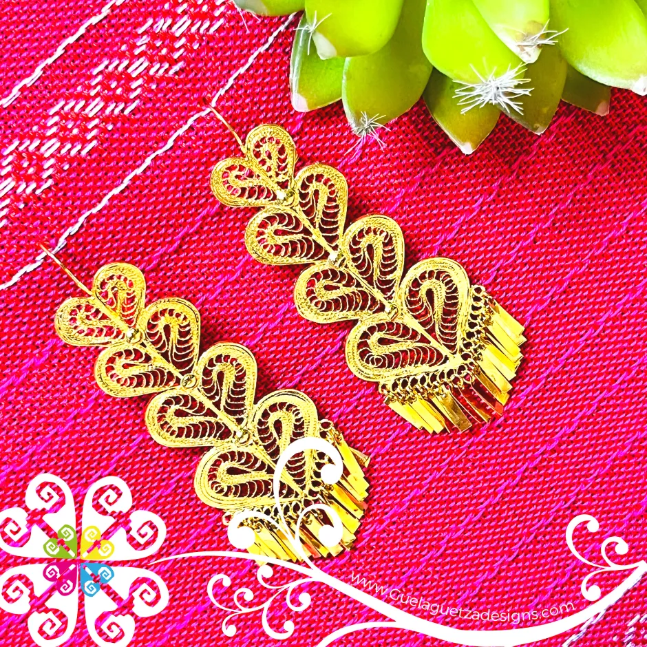 Large Gold Filigrana Artisan Earrings
