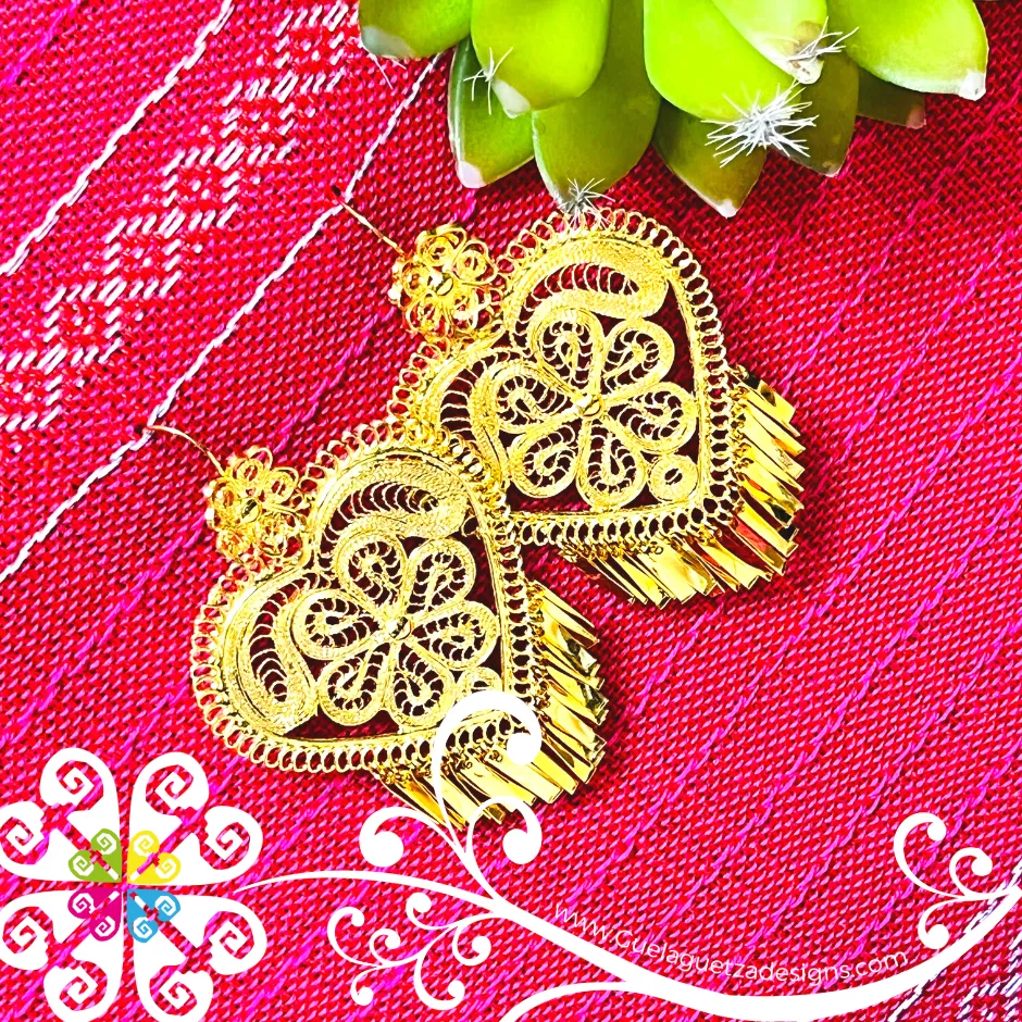 Large Gold Filigrana Artisan Earrings