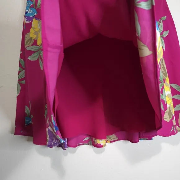 Lauren Ralph Lauren Floral Georgette Knee Length Skirt Fit &amp; Flare Pink Women 10