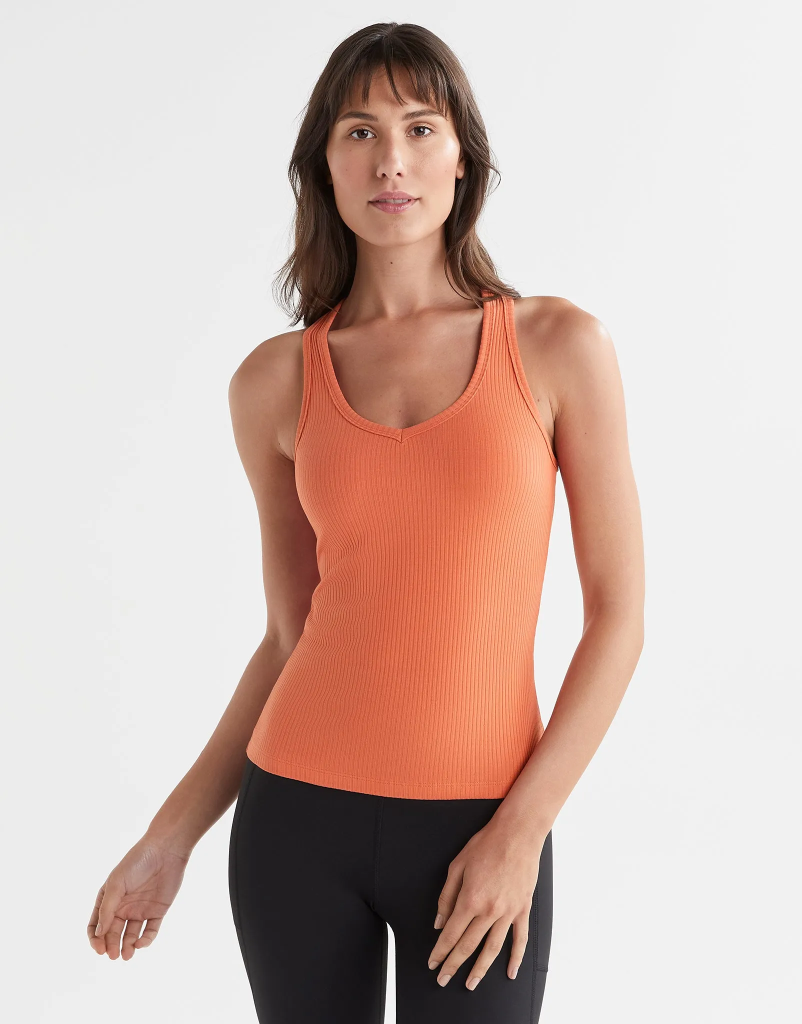 LEERA Ribbed Tank  - Terracotta