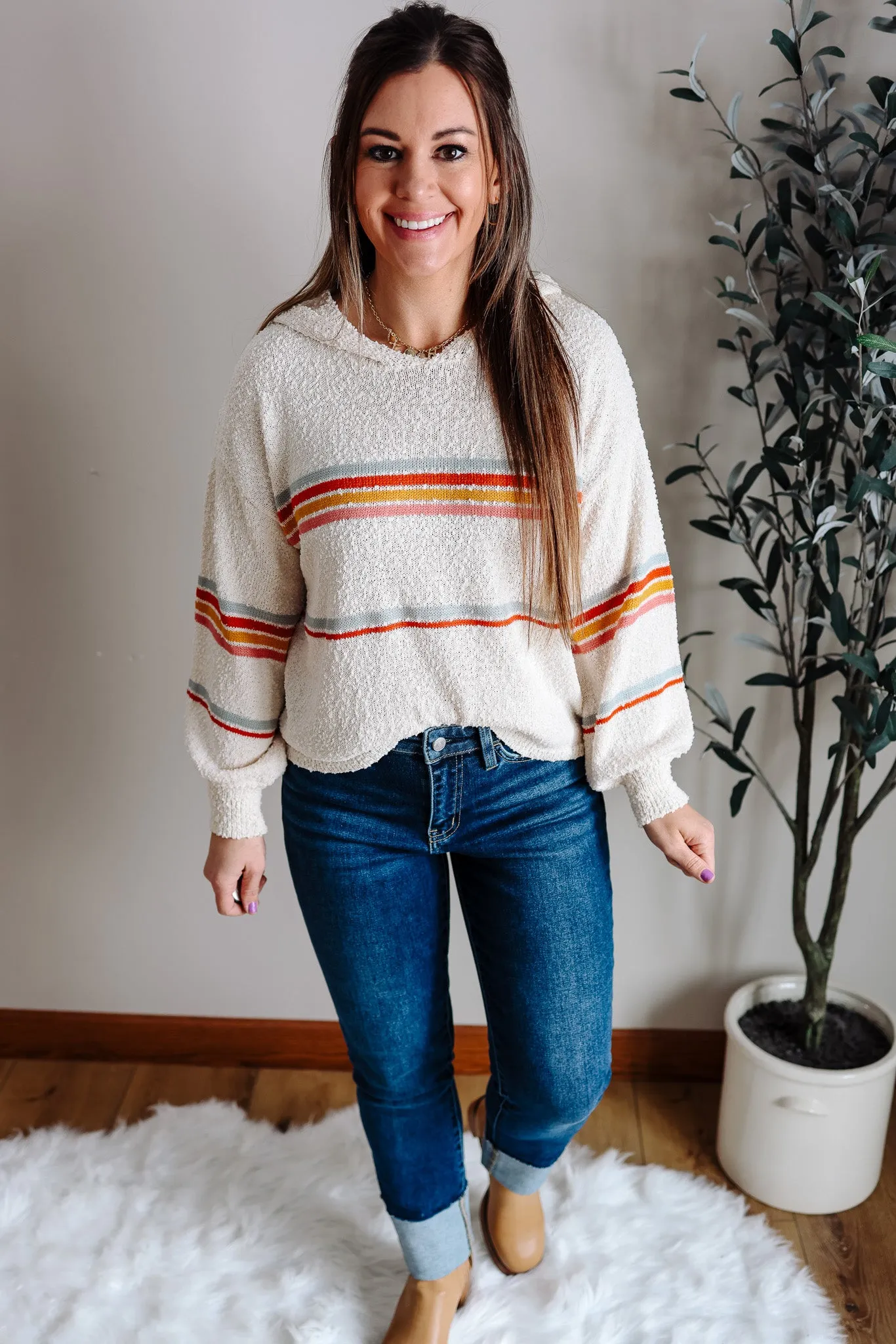 Leland Striped Hoodie - Cream Multi