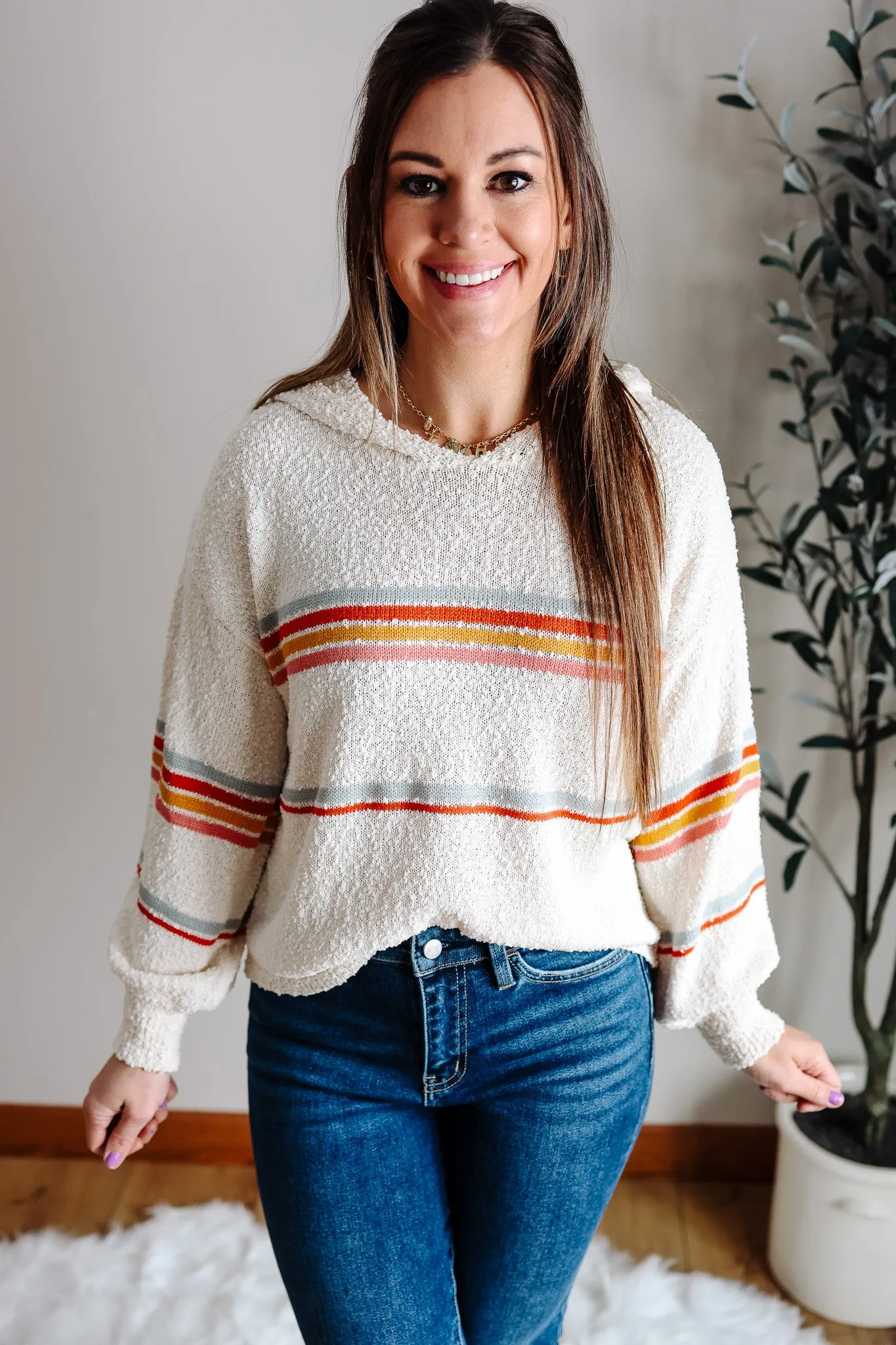 Leland Striped Hoodie - Cream Multi