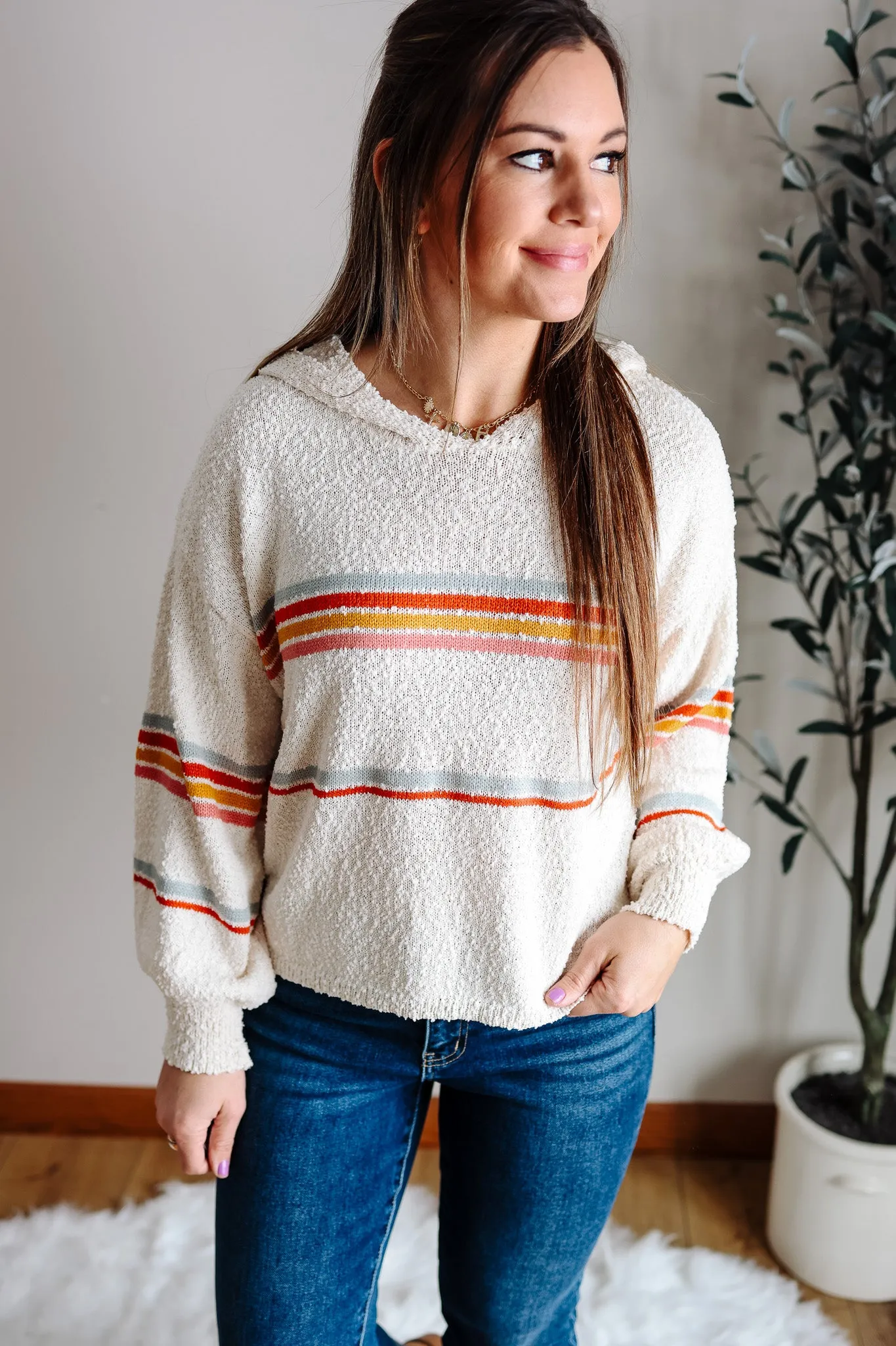 Leland Striped Hoodie - Cream Multi