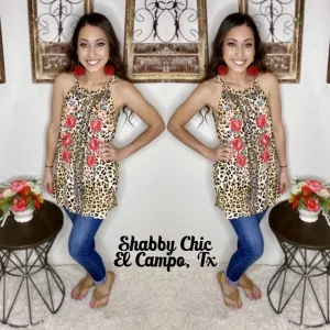 Leopard Embroidery Top