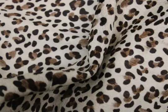 Leopard Print on Beige Cowhide PRE CUT Pieces | 12"x12", 12"x18", 12"x24" Precuts Sheets