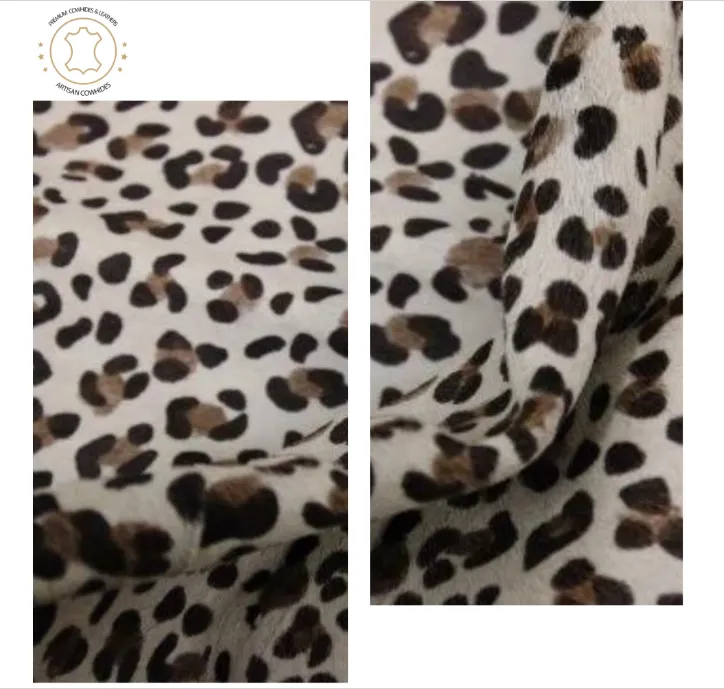 Leopard Print on Beige Cowhide PRE CUT Pieces | 12"x12", 12"x18", 12"x24" Precuts Sheets