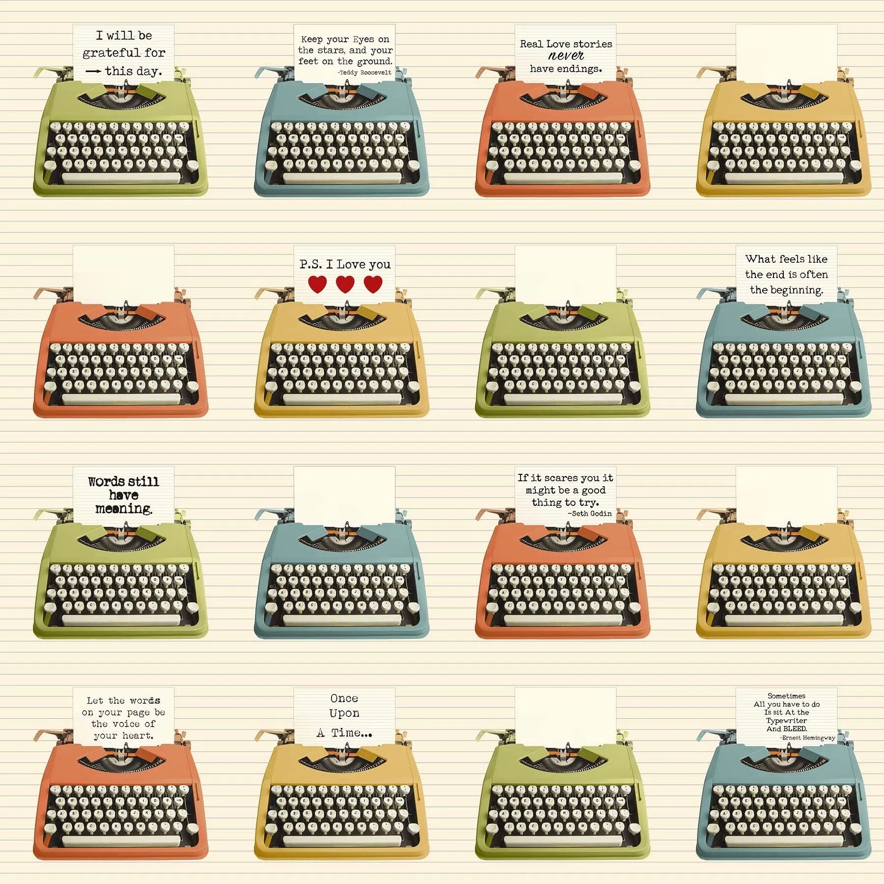 Letterpress Typewriters 23.5" Panel