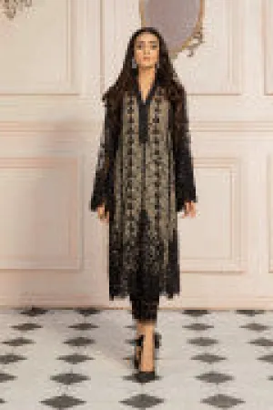 LF-PN-123-B-Black | MariaB M.Luxe Fabrics | Unstitched Embroidered Fabric