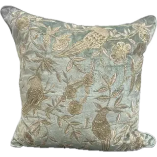 Light Sage Decorative Pillow with Gold Embroidery