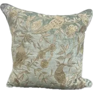 Light Sage Decorative Pillow with Gold Embroidery