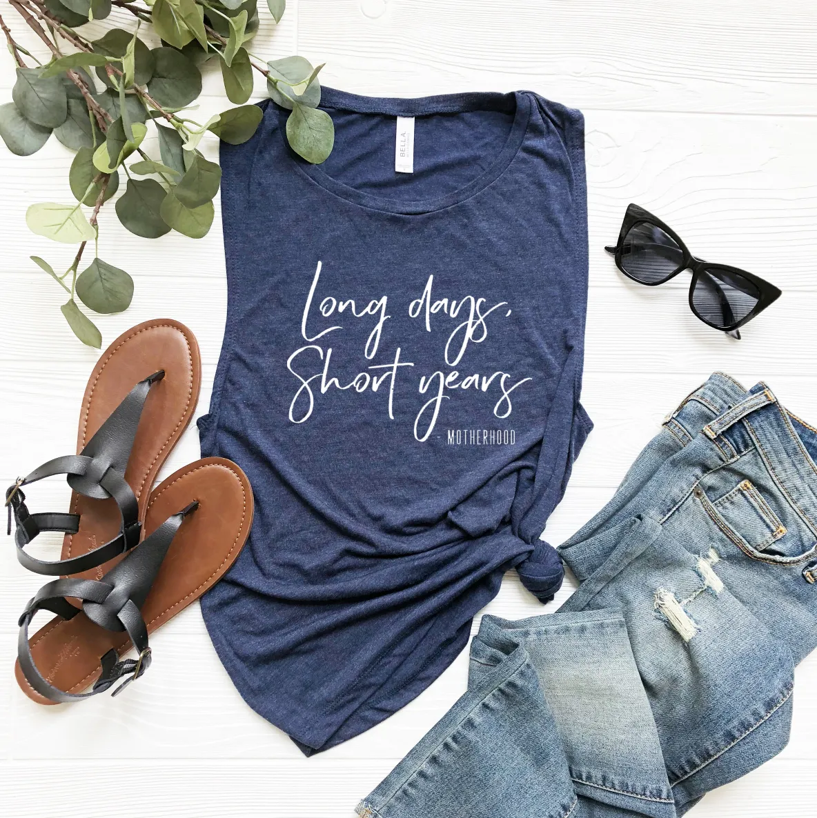 Long Days, Short Years Ladies Flowy Muscle Tank