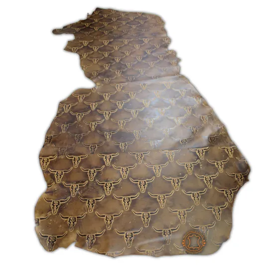 LONGHORN EMBOSSED LEATHER Saddle Tan12"x12 12"x18", 12"x24" Precuts