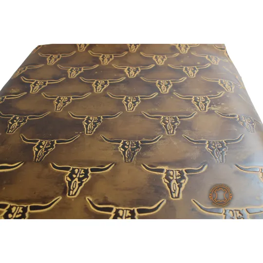 LONGHORN EMBOSSED LEATHER Saddle Tan12"x12 12"x18", 12"x24" Precuts
