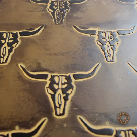 LONGHORN EMBOSSED LEATHER Saddle Tan12"x12 12"x18", 12"x24" Precuts
