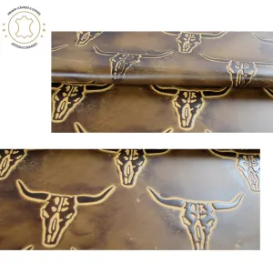 LONGHORN EMBOSSED LEATHER Saddle Tan12"x12 12"x18", 12"x24" Precuts