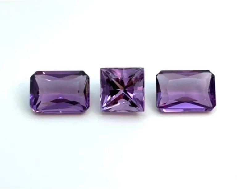 Loose Amethyst Lot, 3 Unset Gemstone, 16.90 Carat Total, Square and Rectangle