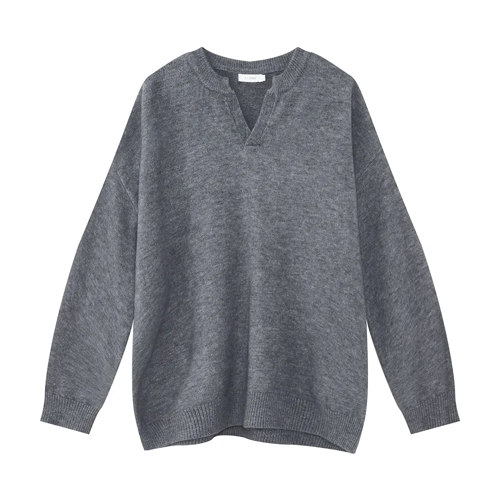 Loose V-Neck Knit Pullover