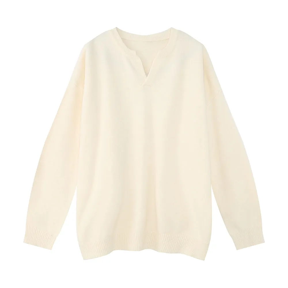 Loose V-Neck Knit Pullover