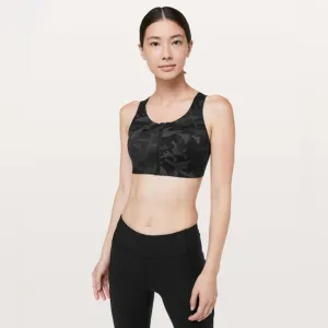 lululemon enlite front zip bra high support incognito camo multi grey size 32DD