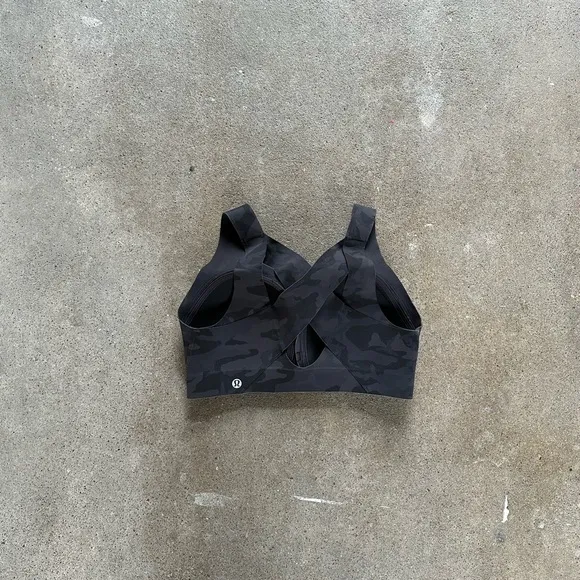 lululemon enlite front zip bra high support incognito camo multi grey size 32DD