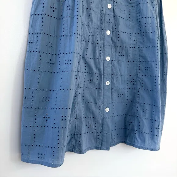 Madewell Button-Front V-Neck Mini Dress in Tranquil Lake
