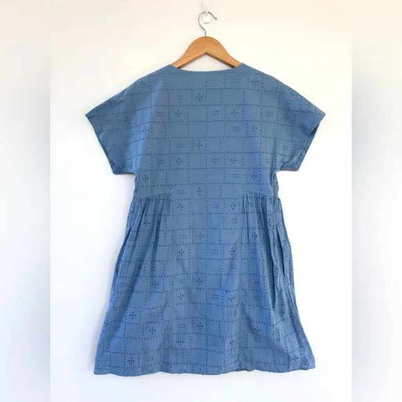Madewell Button-Front V-Neck Mini Dress in Tranquil Lake