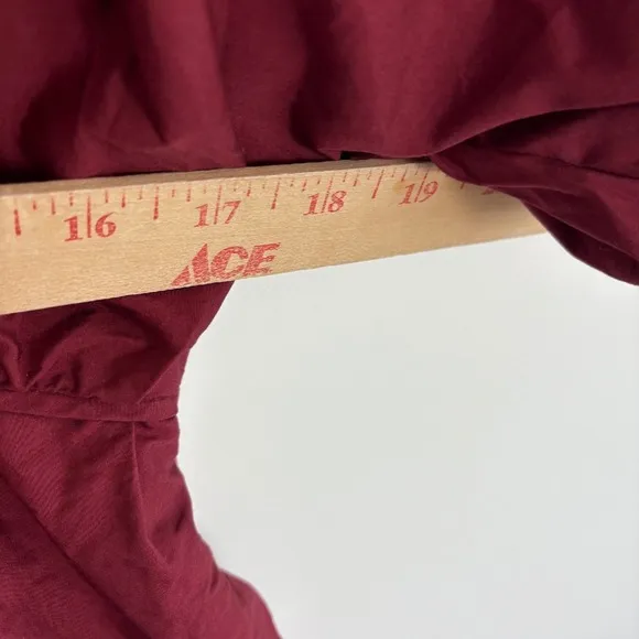 Madewell Mini Dress V-Neck Tiered Pockets Short Sleeve Casual Maroon Size S