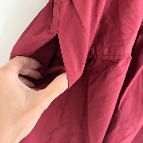 Madewell Mini Dress V-Neck Tiered Pockets Short Sleeve Casual Maroon Size S